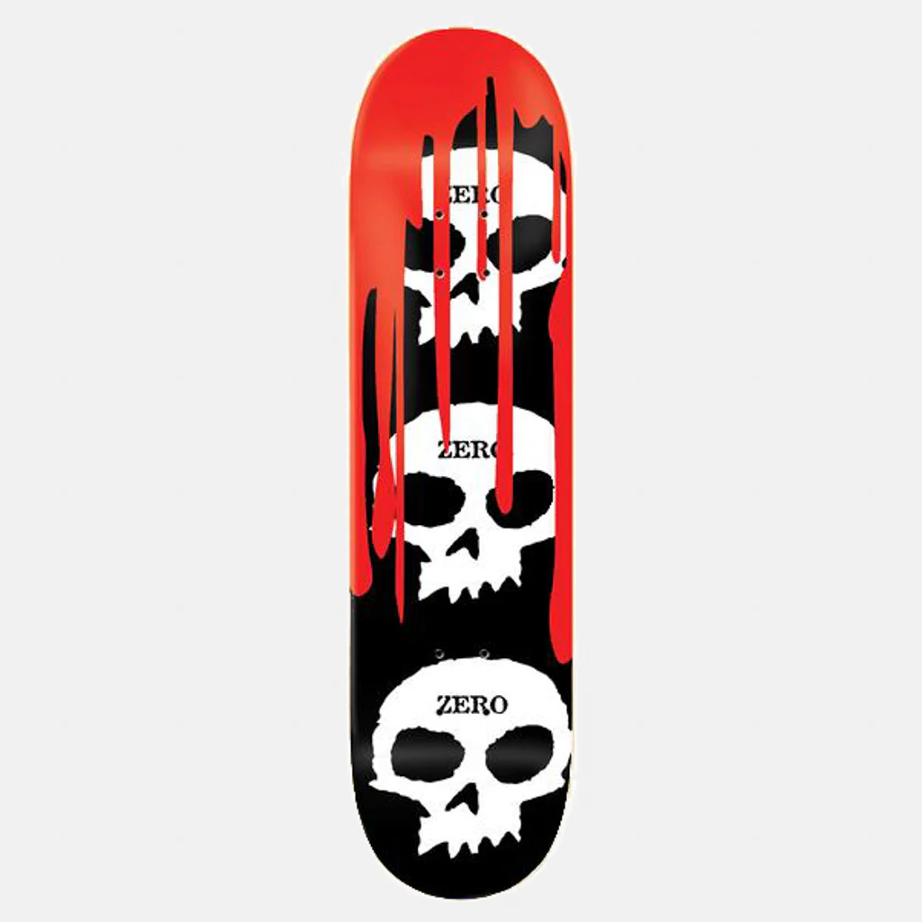 Zero Skateboards - 8.25" 3 Skull Blood Skateboard Deck - Black / White / Red